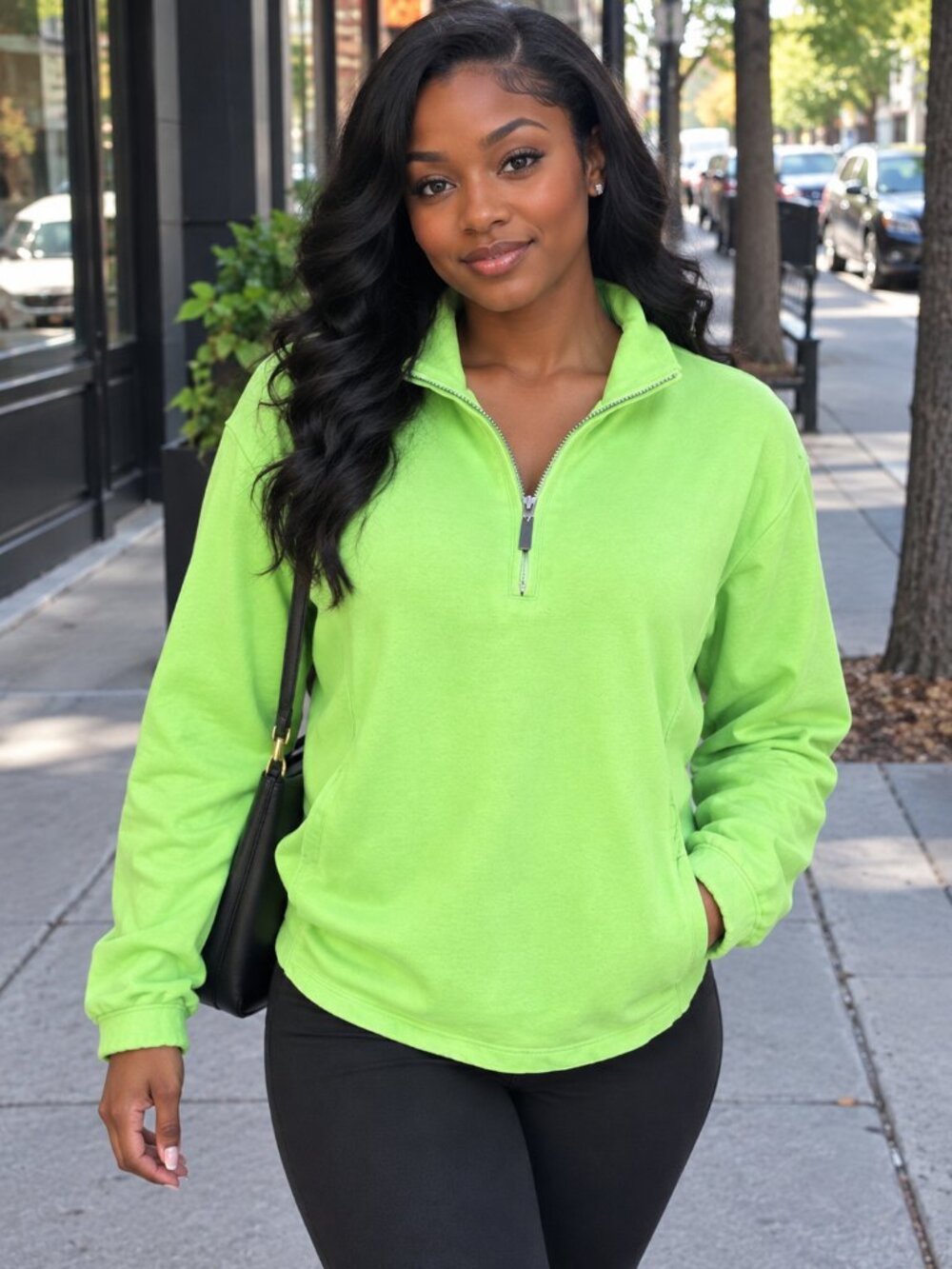 Women's Lime Green 1/4 Zip Lightweight Pullover Jacket ✨Size: L✨